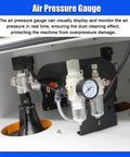 Air pressure gauge on Heavy Duty Mobile Pulse Jet Dust Collector With Two Cartridges For Laser Cutting Grinding And CNC Metal Dust