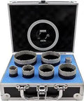 All In One Diamond Core Drill Bit Set With 25mm 35mm 45mm 51mm 65mm 76mm Bits 20mm Diamond Milling Bit And 115mm X Mesh Tile Blade in case