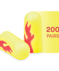 Neon Yellow E A Rsoft Foam Ear Plugs 200 Pairs Box NRR 33 Insertion for Drilling and Machining, with red design detail