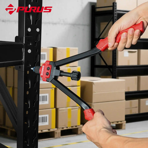 Heavy Duty Rivet Nut Gun Kit With 14 Inch Jaw And 214 Piece Professional Rivnut Tool Set Including 11 Metric Sae Mandrels Plus 200 Premium Rivnuts And Sturdy Storage Case For Auto And Metalworking Jobs used on steel rack