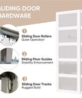 Sliding Door Hardware featuring Double Sliding Closet Door Set 120 Inches Wide By 80 Inches High With 5 Lite Frosted Glass Panels