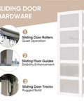 Sliding door hardware and 96 Inch Double Sliding Closet Doors With 5 Lite Frosted Glass Pantry Panels Gives Your Space A Fresh Look Includes Hardware Track Kit Floor Guide Pre Drilled MDF White Ready To Assemble Door Panels