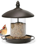 Metal Roof Bird Feeder With Chew Proof Build For Outdoor Hanging Use, Squirrel Resistant Built Tough And Durable Bronze Finish