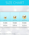 14K Yellow Gold Hollow Ball Stud Earrings With Secure Screw Back For Kids And Baby Girls 5mm Lightweight Hypoallergenic Gold Jewelry That Stays Put And Adds Subtle Shine For Everyday Wear size chart 2mm to 8mm