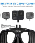 Scuba Mask With Built-In GoPro Mount For All GoPro Hero Cameras, Ultra Soft Silicone Skirt, shown with GoPro models and thumbscrew