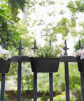 10.5 Inch Metal Iron Hanging Flower Pots For Balcony Railing And Fence Window Garden Decor 3 Pack With Detachable Hooks
