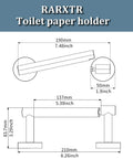 Diagram of Gold 2 Pack Pivoting Toilet Paper Holder In SUS304 Stainless Steel Wall Mounted Double Post Tissue Roll Holder For Commercial Bathrooms And RVs Rustproof And Built To Last with measurements.