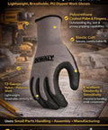 Rugged Xl Work Gloves With A Snug Nylon Polyester Fit And Easy Slide Polyurethane Palm Coating For No Sweat Dexterity and solid slip resistant grip on oily wet or dry jobsite gear, featuring a polyurethane coated palm and elastic cuff.