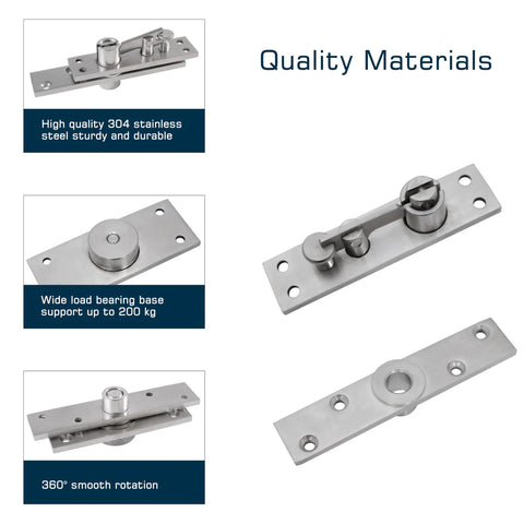 Heavy Duty Pivot Door Hinge System With 360 Degree Rotation For Bookcases And Hidden Doors Stainless Steel 150kg Capacity