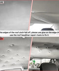 Before and after using 65 Piece Car Roof Headliner Repair Kit With 262 Snap Rivets And Retainer For Interior Ceiling Cloth Fixing
