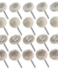 Kickass 20 Pack Wool Felt Buffing Wheels For Dremel Rotary Tools 25Mm Diameter, assorted shapes with round shafts.