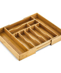 Extra Deep Silverware Drawer Organizer With Adjustable Dividers Expands From 14 To 21.6 Inches Bamboo Flatware Tray For Kitchen Beefy Wood