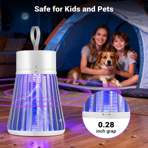 Portable Mosquito Zapper For Indoor And Outdoor Use USB Rechargeable Electric Fly Swatter With Safe Grid And Purple LED