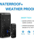 Waterproof Wireless Door Alarm With Adjustable Volume Chime For Home Or Business in black, showing smart tech and weatherproof design