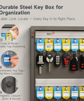 32 Key Lock Box For Home, Office, And Garage, Wall Mount Key Cabinet With Management System, Magnetic Door And Tag Labels