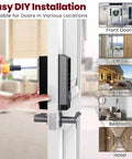 Installing Six In One Smart Lock With Camera And Doorbell For Front Door, Keyless Entry, Wi Fi Enabled Deadbolt In Silver