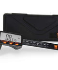6.1 Inch Digital Caliper With LCD Readout For Inches, Millimeters And Fractional SAE Units with case, visible display and buttons.