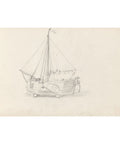Sailboat On Land Art Print By Adolph Tidemand 1856 Scene Unframed Giclee Poster depicting a sketch of a sailboat on land.