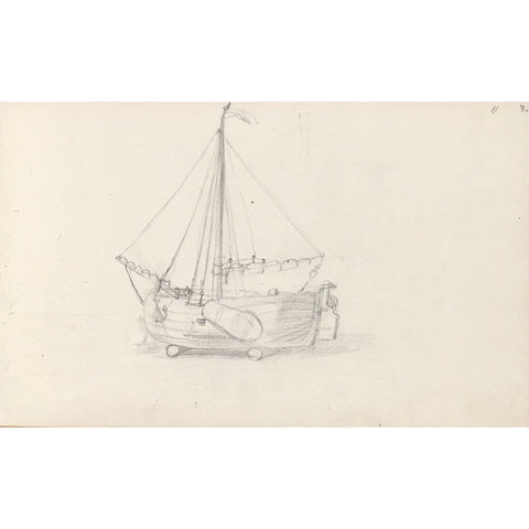 Sailboat On Land Art Print By Adolph Tidemand 1856 Scene Unframed Giclee Poster Ready For Framing Classic Maritime Artwork