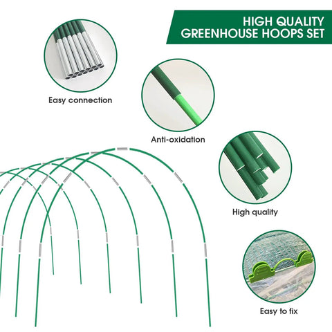 72 Piece Garden Hoop Kit For Raised Beds And Greenhouses 12 Sets Of 8 Foot Fiberglass Hoops For A DIY Grow Tunnel Built Tough Rust Free Plant Support Stakes For Netting And Row Covers