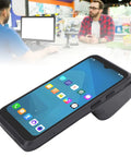 High Speed Mobile Pos Receipt Printer With 6.2 Inch Touch Screen 58mm Thermal Printer Built In Battery Makes Checkout A Hassle Free Smooth Operator Point Of Sale Terminal angled view with touchscreen.
