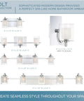 Kolt Modern Vanity Bath Lighting 3 Light LED Fixture in Polished Chrome, multiple sizes shown for modern bathroom setup.