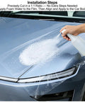 Applying foam water on Precision Precut TPU Paint Protection Film For Tesla Model Y Juniper 2025 2026 Models during installation.