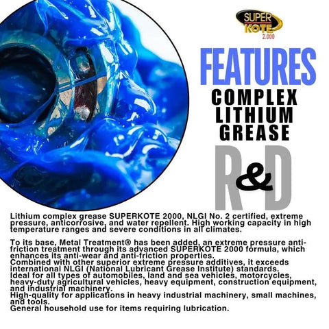 Lithium Complex Grease Multipurpose Lubricant NLGI 2 EP High Temperature Blue 360 G Can For Automotive Construction Industry Gear Wheel Bearings Axles Ball Joints Keeps Your Machines Rolling Smoothly