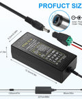 24V DC Power Supply 6A 120W Universal AC to DC Adapter 100V to 240V with 5.5x2.1mm jack, LED terminal connector, 1.2m cable.