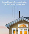 Go To Dual Band Yagi Antenna For Ham Radio VHF UHF 136 174 MHz And 400 470 MHz on rooftop against sky backdrop