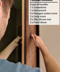 Person installing part of a Shower Door Handle H Shape Sliding Door Handle With Cloud Pattern Gold 180cm Universal Door Pull.
