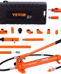 VEVOR 12-Ton porta power hydraulic jack kit in orange with storage case and multiple attachments