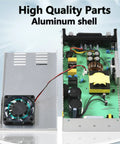 Inside view of DC 12V 50A 600W Switching Power Supply Adapter From 110V AC To 12V DC Converter with aluminum casing and fan