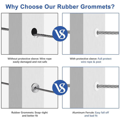 Heavy Duty Silicone Cable Grommets 50 Count Portable Railing Protectors For Metal Posts Lightweight Ring Sleeves Keeps Wires Safe Indoors Outdoors, comparison