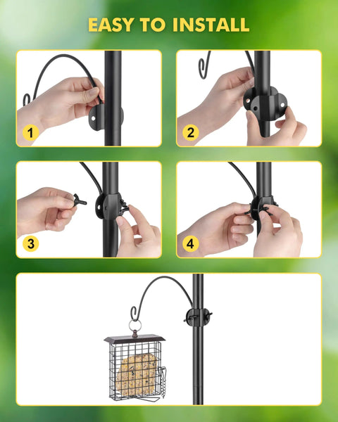 Heavy Duty 12.2 Inch Metal Bird Feeder Hooks For 1 Inch Poles Outdoor Hanging Station Kit Extra Hooks For Hummingbird Feeders And Plant Hangers Pack Of 2