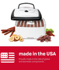 Square Electric Food Dehydrator With Four Stackable Trays And Even Heat Drying For Beef Jerky Fruit Veggies And Homemade Snacks Total Kitchen Gamechanger Fo Sho Smooth Operator with dried fruits and beef jerky.