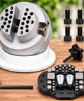 Ball Vise Engraving Block Set For Jewelry Making, 3 Inch Diameter, 360 Degree Rotation, Includes 35 Attachments, Stainless Steel