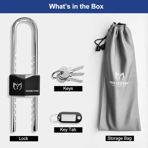 Built Tough Double Door Barricade Lock For French Doors All Metal U Shaped Security Bar With Keyed Lock Prevents Kick Ins And Handle Tampering For Doors With Double Knobs Or Levers, including lock, keys, key tab, and storage bag in the box