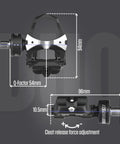 Diagram of Dual-Sided Power Meter Pedals Bundle With Two Pairs Of Black Cleats, Premium Cleaning Cloth, And Multi Tool Kit