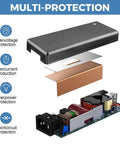 Beefy 12V DC 10A LED Strip Power Supply Adapter For 5050 3528 Lights, 120W Max, showcasing internal components and protections.