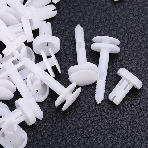 Top Shelf 50 Pcs Car Door Trim Panel Retainer Clips Nylon Bumper Fastener Rivets in white, ideal for GMC C1500 C2500 Cadillac Escalade.