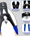 Front view of Wire Rope Crimping Tool Kit For Fishing And Rigging, featuring crimping jaws, adjustable head, and anti-slip handle.