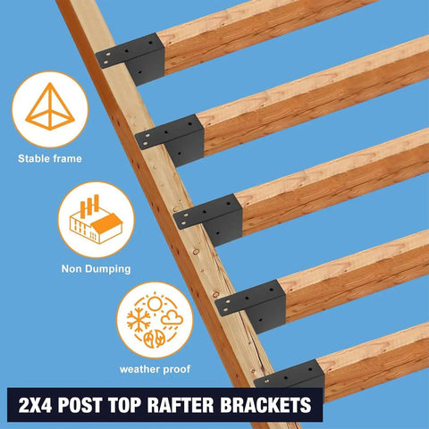 Heavy Duty Gazebo Brackets And Pergola Hardware Kit 4 Piece Outdoor Steel Connectors For Decks Sheds Greenhouses And Garages No Fuss Setup Anti Rust Finish Black