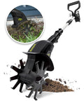 Cordless Garden Tiller And Cultivator With Telescopic Pole And Auxiliary Handle No Cord Needed 6 Inch Steel Blades 24V Tool Only