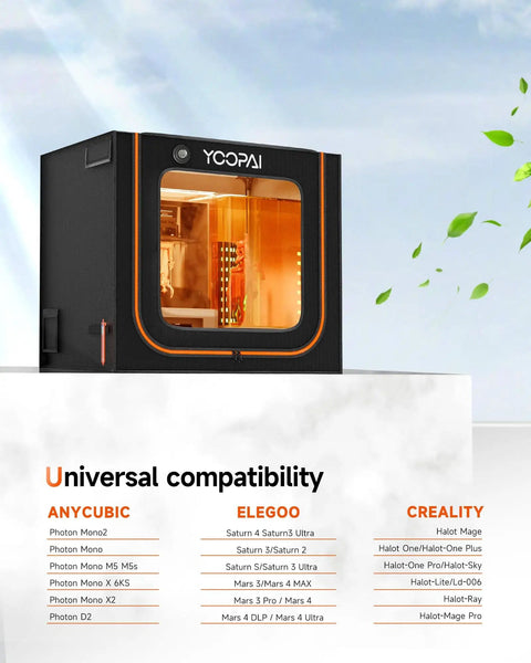 Dual Resin 3D Printer Enclosure With Vent Kit And LED Light Odor Busting Dustproof And Noise Reduction Large Internal Space