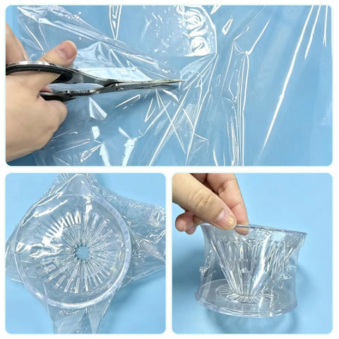 Clear PVC Shrink Wrap Bags 40 Count 14 By 20 Inches Heat Seal Packaging For Gifts Shoes Jars Baskets Soap Sleeves And Tons Of DIY Projects From Homemade Treats To Crafts used on glass containers