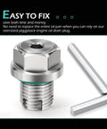 Oversized Piggyback Garage Grade Oil Drain Plug Kit M14.1 By 1.5 Stainless Steel With O Ring And L Wrench Silver