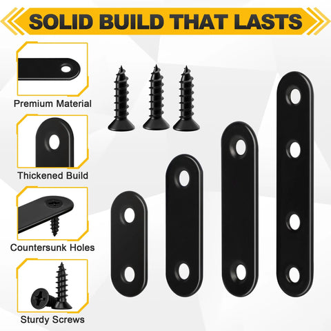 30 Pack Straight Flat Brackets And Stainless Steel Mending Plates With 72 Screws In A Cool Tin Box Four Sizes Of Hardcore Metal Connectors For No Sweat Furniture Drawer Frame Repairs
