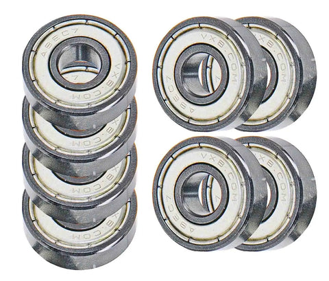Set Of Eight 608ZZ Skateboard Bearings With Double Metal Shields And Clean Oil Lubrication For Fly Rolling And Dope Long Lasting Speed While Shredding Concrete