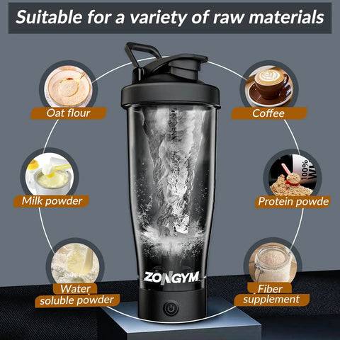 24 Ounce USB Rechargeable Protein Shaker Bottle With BPA Free Tritan Cup For Protein Shakes And Smoothies Ideal For Gym Travel And Meal Prep Durable Portable Blender Cup For On The Go, showing blending action.